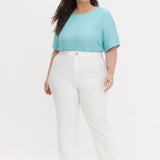 Calça de Alfaiataria Reta Slim Plus Size Off White Helora