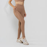 Calça Legging Poliamida Texturizada Cós Alto Duplo Capuccino LG2392