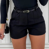 Short Feminino Alfaiataria Moda Verão Blogueira Cinto Chique