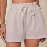 Shortinho Feminino Short Em Linho Cintura Alta Bermuda Verão