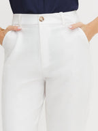 Calça de Alfaiataria Reta Slim Off White Dinalva