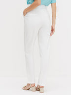 Calça de Alfaiataria Reta Slim Off White Dinalva