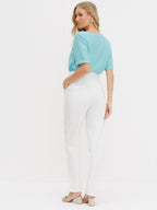 Calça de Alfaiataria Reta Slim Off White Dinalva