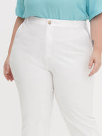 Calça de Alfaiataria Reta Slim Plus Size Off White Helora