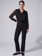 Calça Reta Slim de Alfaiataria Preta Reese
