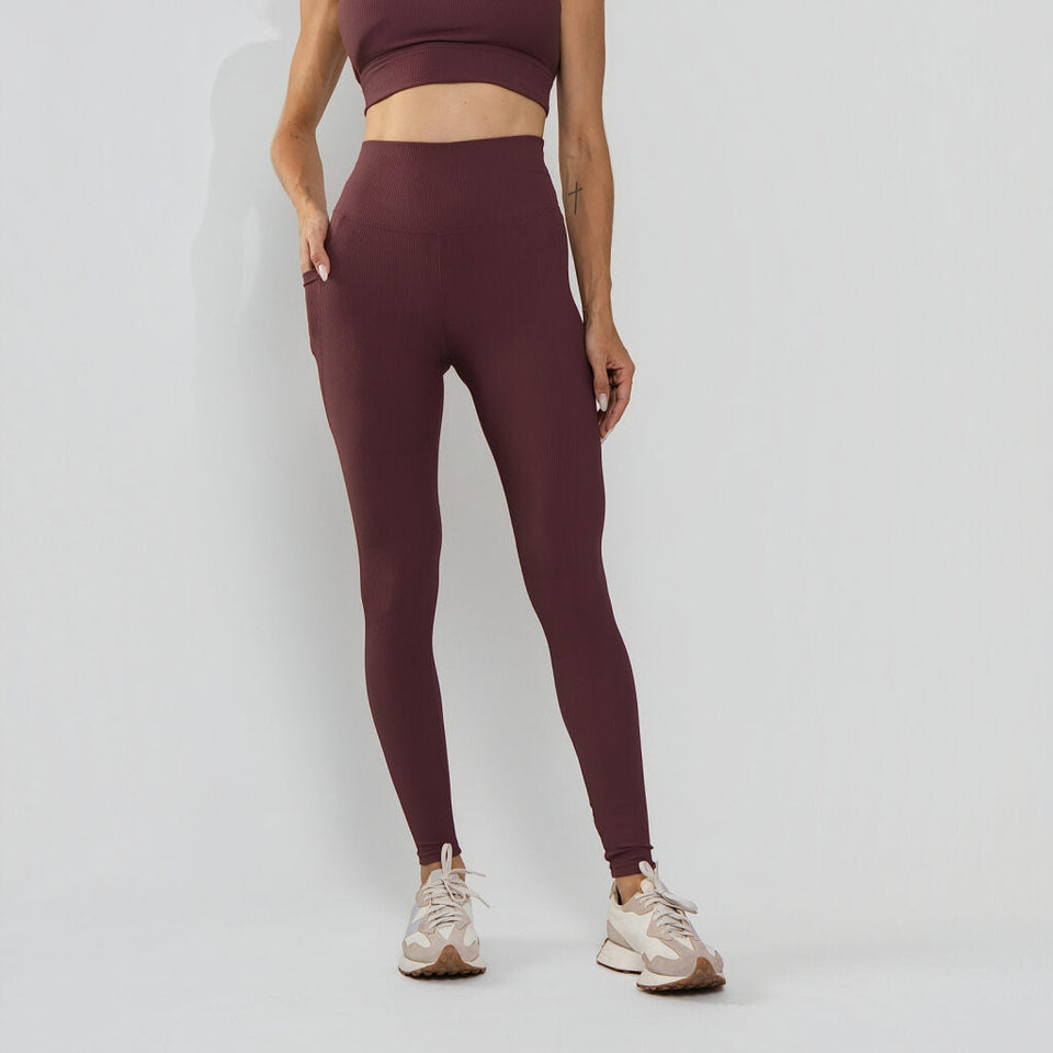 Calça Legging Poliamida Texturizada Cós Alto Duplo Lilás LG2394