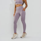 Calça Legging Premium Cós Antômico Superlargo Recorte Texturizado Lilás LG2396