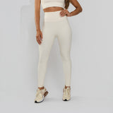Calça Legging Premium com Bolso e Recortes Tecido Texturizado Off White LG2387