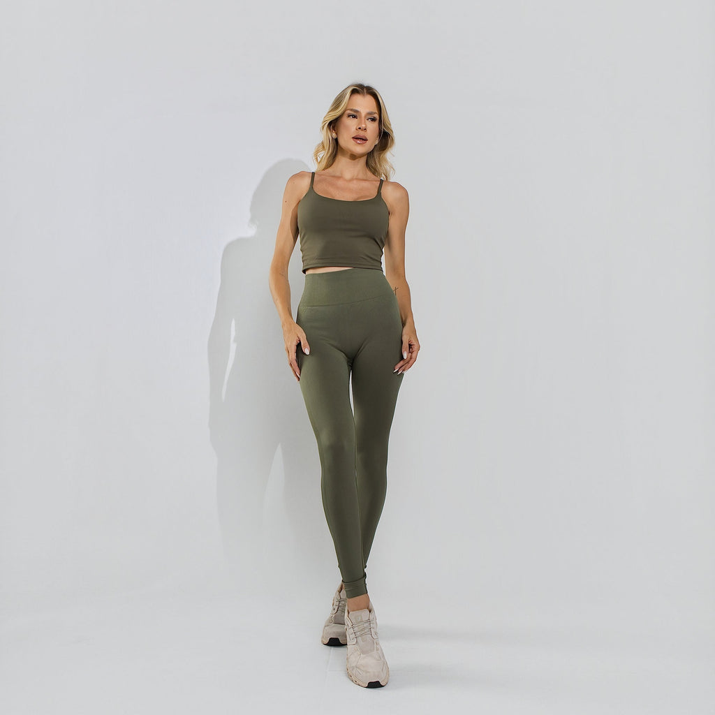 Calça Legging Poliamida Corte Básico Cintura Alta Militar LG2410