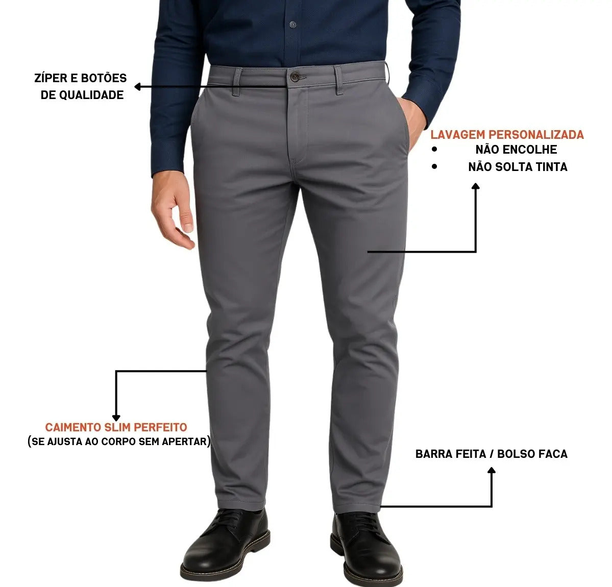 Calça Sarja Masculina Slim Elastano Bolso Faca Esporte Lycra