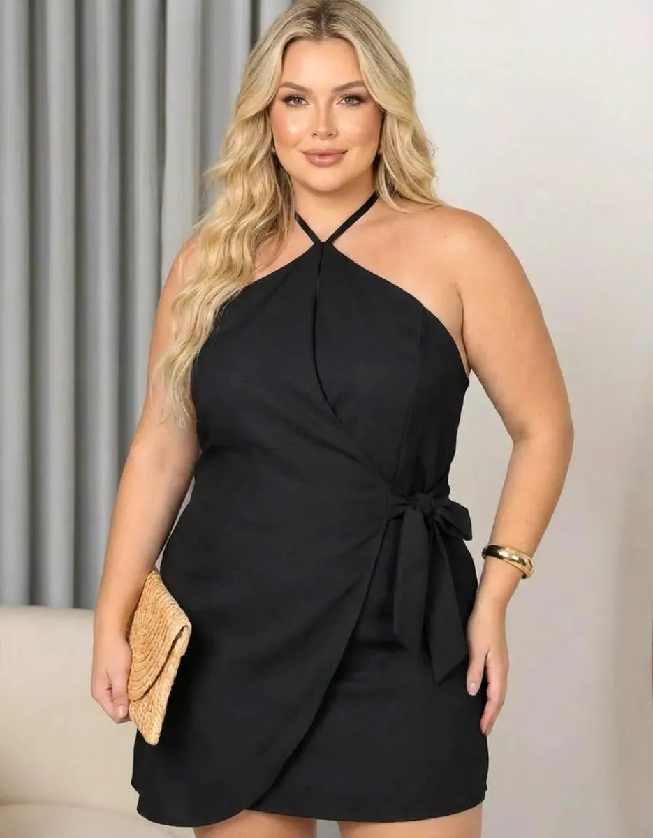 Macaquinho Vestido Festa Plus Size Short Saia Soltinho Luxo