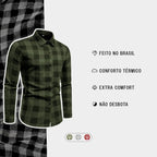 Camisa Social Masculina Xadrez Manga Longa Casual Inverno