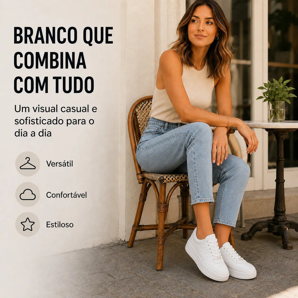Tênis Branco Vizzano Feminino Casual  Airforce Confortavel