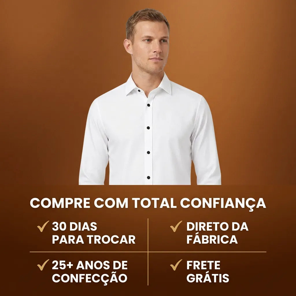 Camisa Manga Longa Slim Fit Social Não Amassa De Microleve