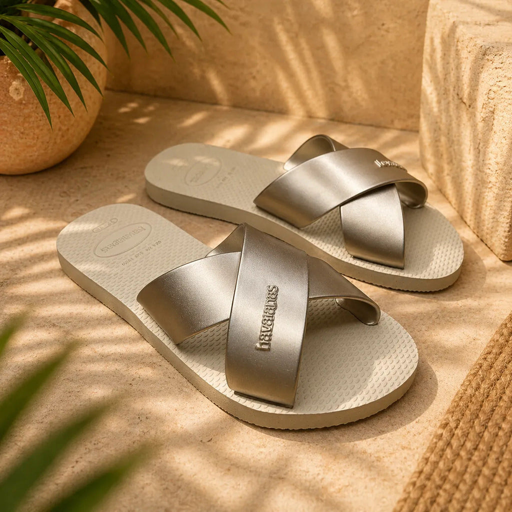 Chinelo Rasteirinha Havaianas Aqua Metallic Feminino Moda