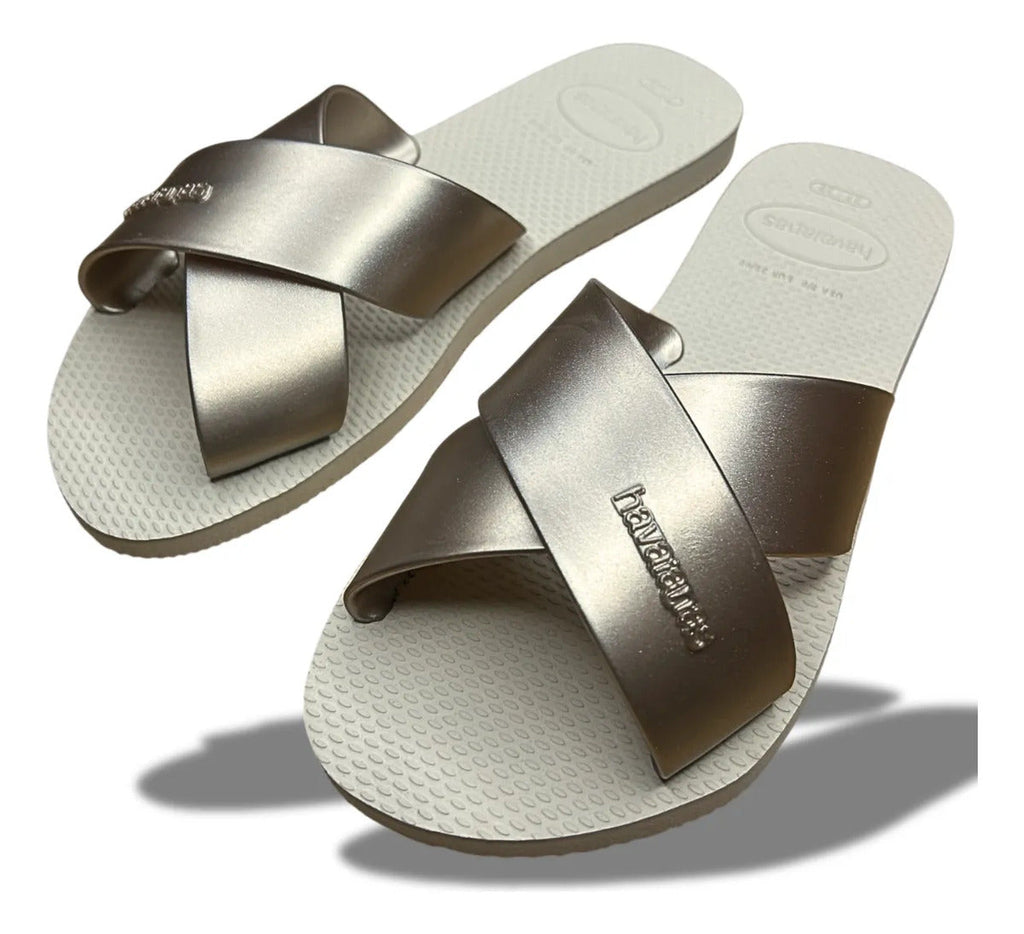 Chinelo Rasteirinha Havaianas Aqua Metallic Feminino Moda