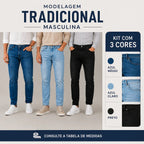 Kit 03 Calças Jeans Premium Masculina Elastano Dia A Dia