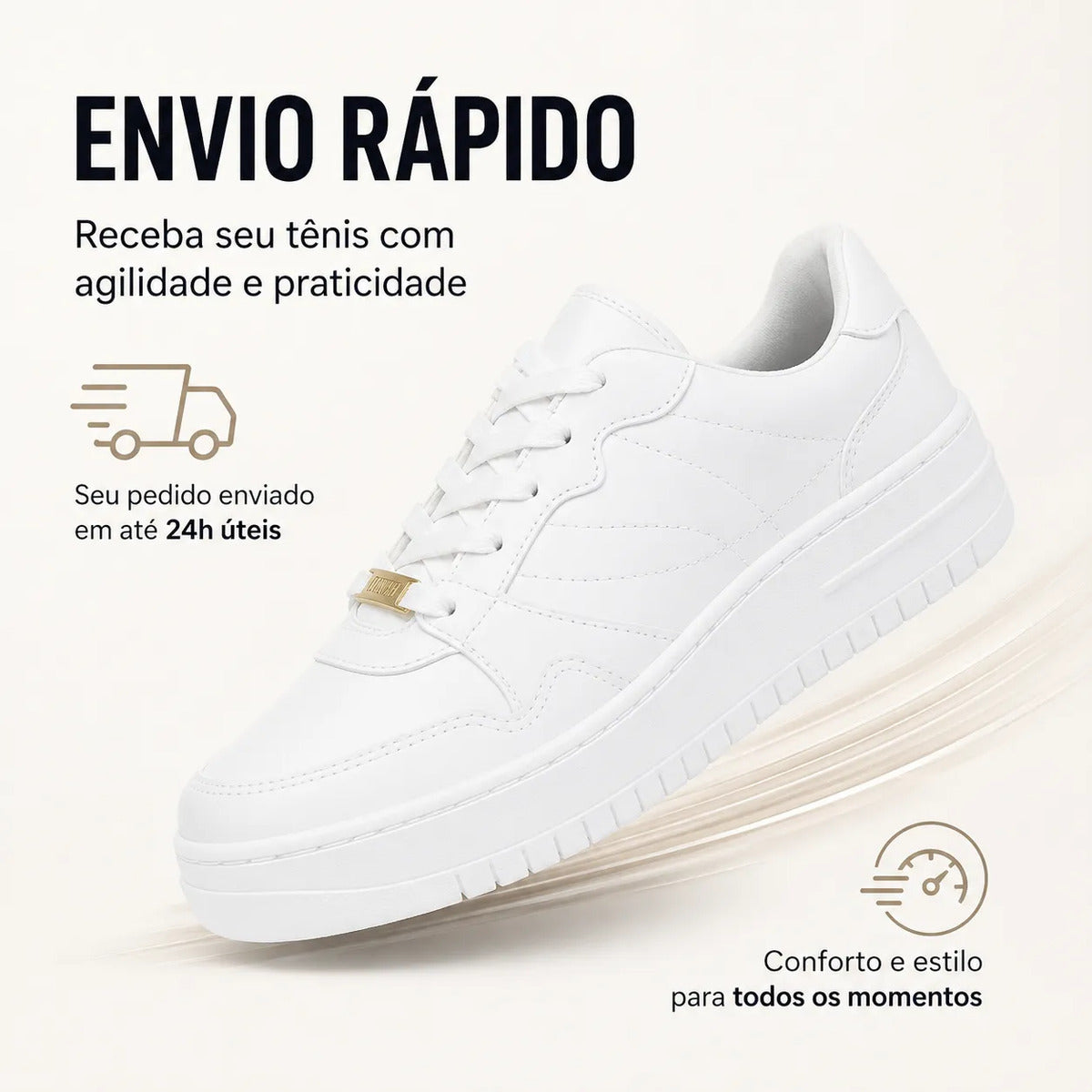 Tênis Branco Vizzano Feminino Casual  Airforce Confortavel