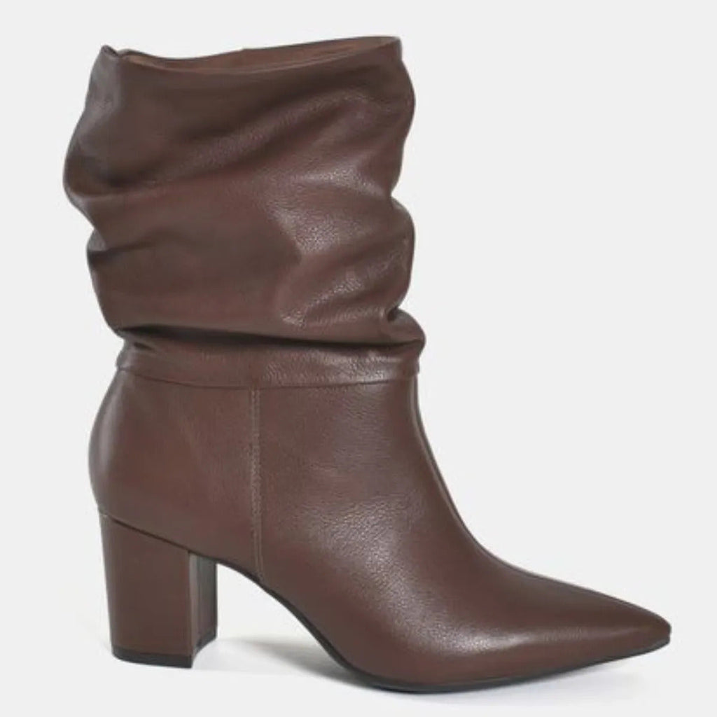 Bota Social Via Marte Couro Legítimo Bico Fino Confortável