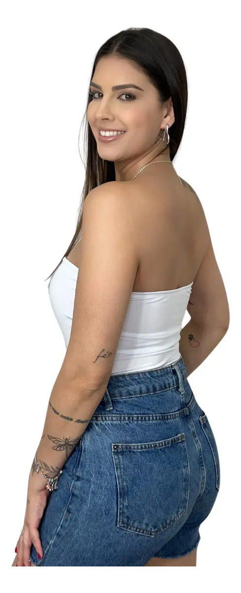 Cropped Top Faixa Tomara Que Caia Tube Blogueira Sensual