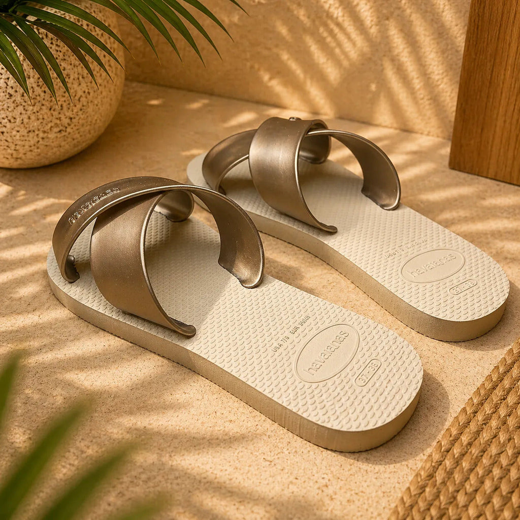 Chinelo Rasteirinha Havaianas Aqua Metallic Feminino Moda
