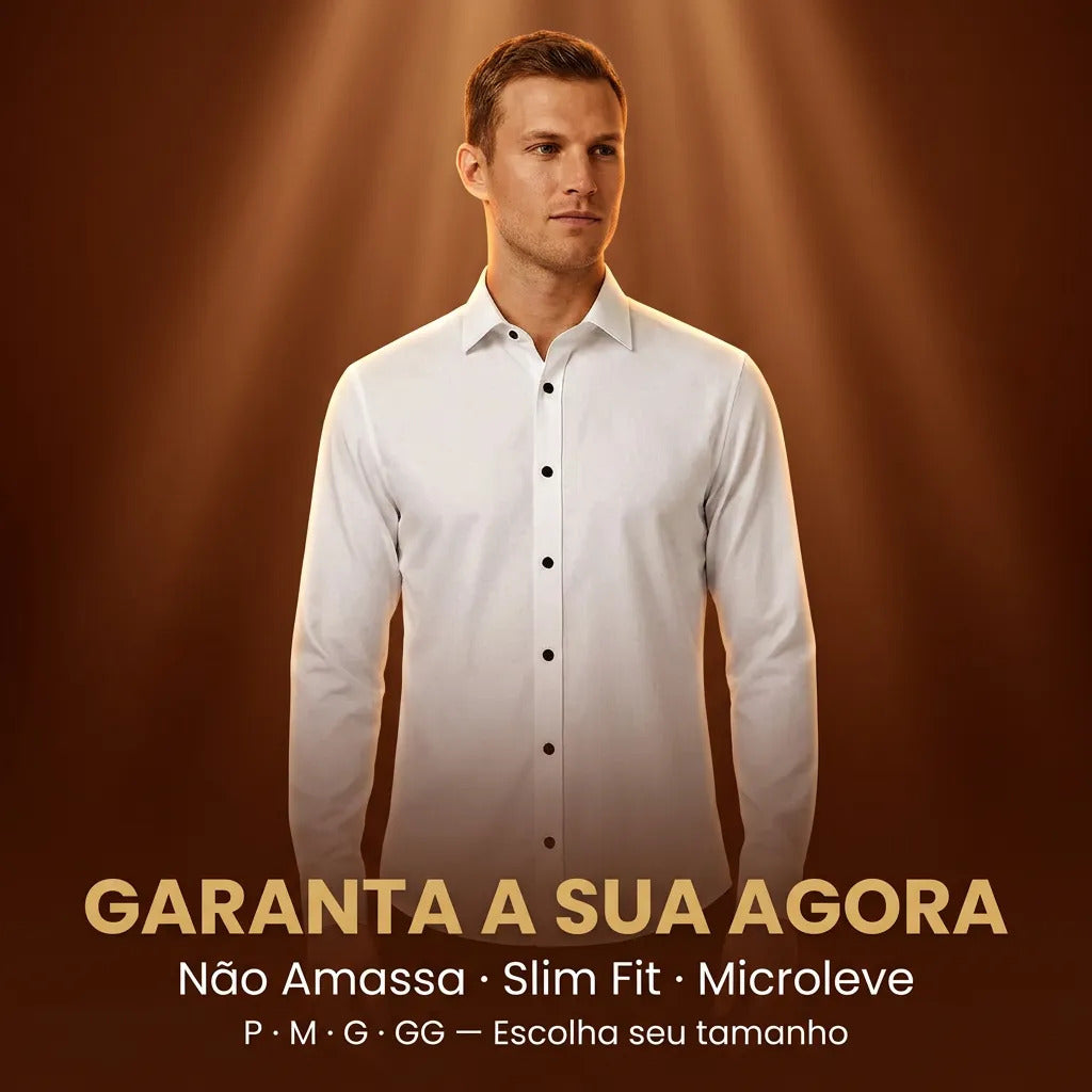 Camisa Manga Longa Slim Fit Social Não Amassa De Microleve