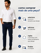 Calça Sarja Masculina Social Slim Elastano Bolso Embutido