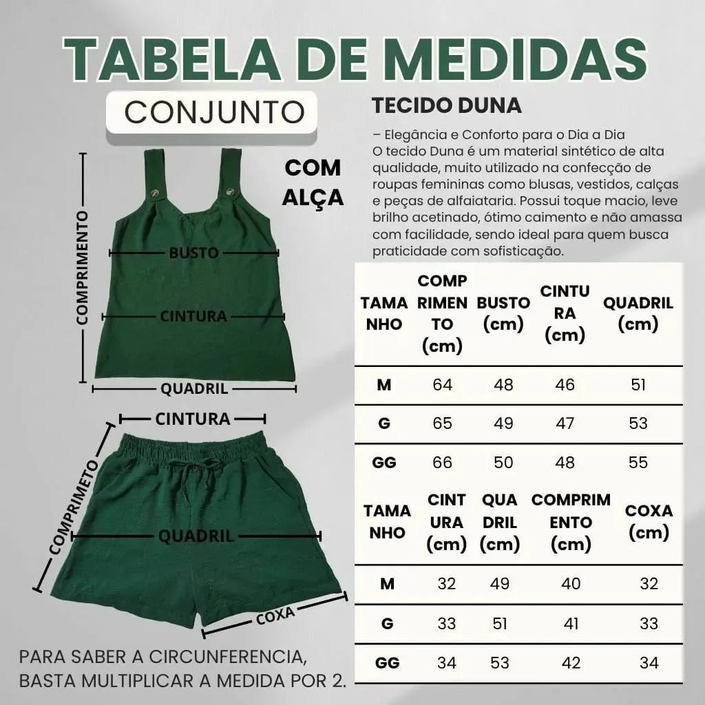 Conjunto Shorts Regata Com Botão Duna Verão 2026 Casual