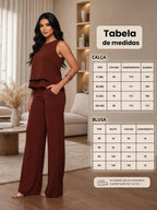 Conjunto Feminino Alfaiataria Social Blusa E Calça Elegante
