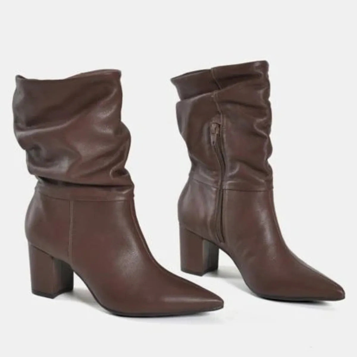 Bota Social Via Marte Couro Legítimo Bico Fino Confortável