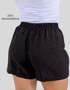 Short Linho Casual Básico Cintura Alta Moda Verão Elegante