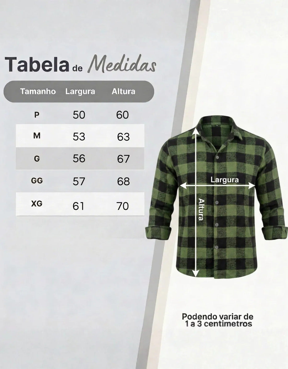 Camisa Social Masculina Xadrez Manga Longa Casual Inverno