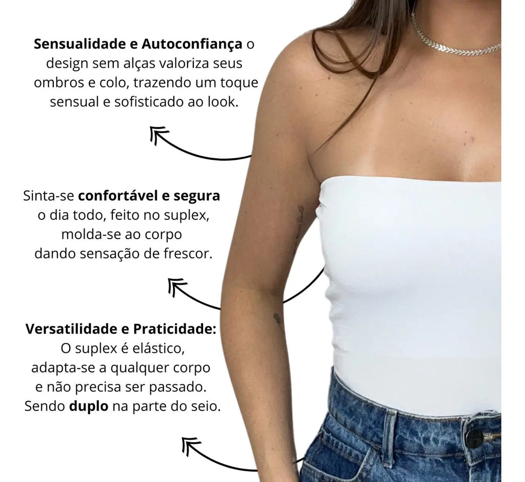 Cropped Top Faixa Tomara Que Caia Tube Blogueira Sensual