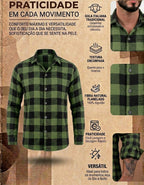 Camisa Social Masculina Xadrez Manga Longa Casual Inverno