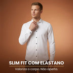 Camisa Manga Longa Slim Fit Social Não Amassa De Microleve