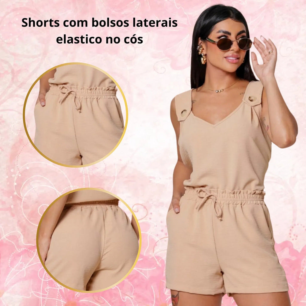 Conjunto Shorts Regata Com Botão Duna Verão 2026 Casual