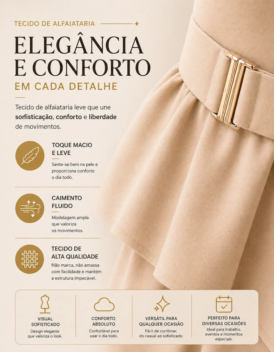Conjunto Feminino Alfaiataria Elegante Blusa Calça Pantalona