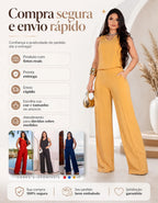 Conjunto Alfaiataria Feminino Moda Social Lycra Pantalona