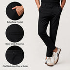 Calça Alfaiataria Masculina Slim Fit Social Sport Fino