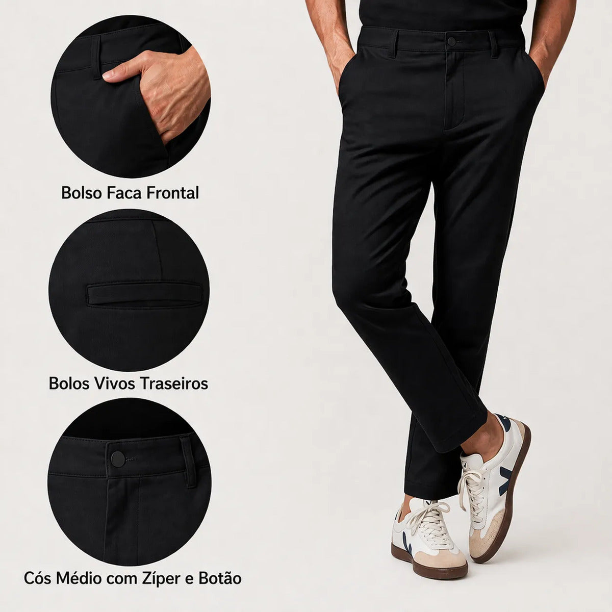 Calça Alfaiataria Masculina Slim Fit Social Sport Fino