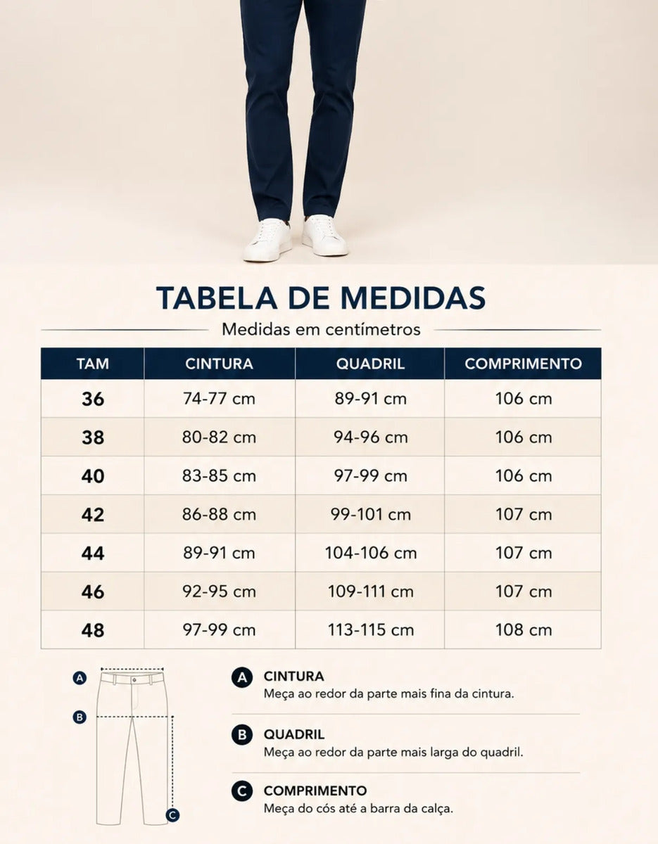 Calça Sarja Masculina Social Slim Elastano Bolso Embutido