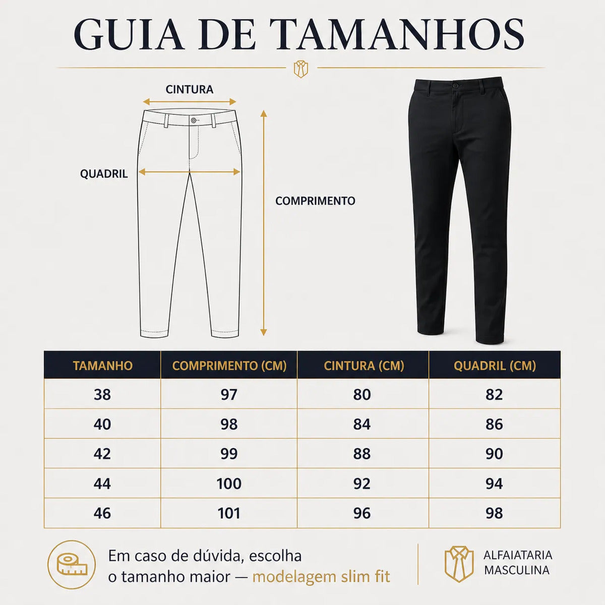 Calça Alfaiataria Masculina Slim Fit Social Sport Fino