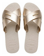 Chinelo Rasteirinha Havaianas Aqua Metallic Feminino Moda