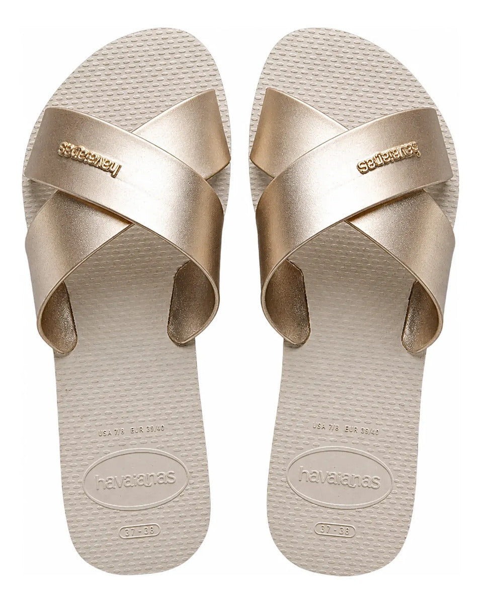 Chinelo Rasteirinha Havaianas Aqua Metallic Feminino Moda