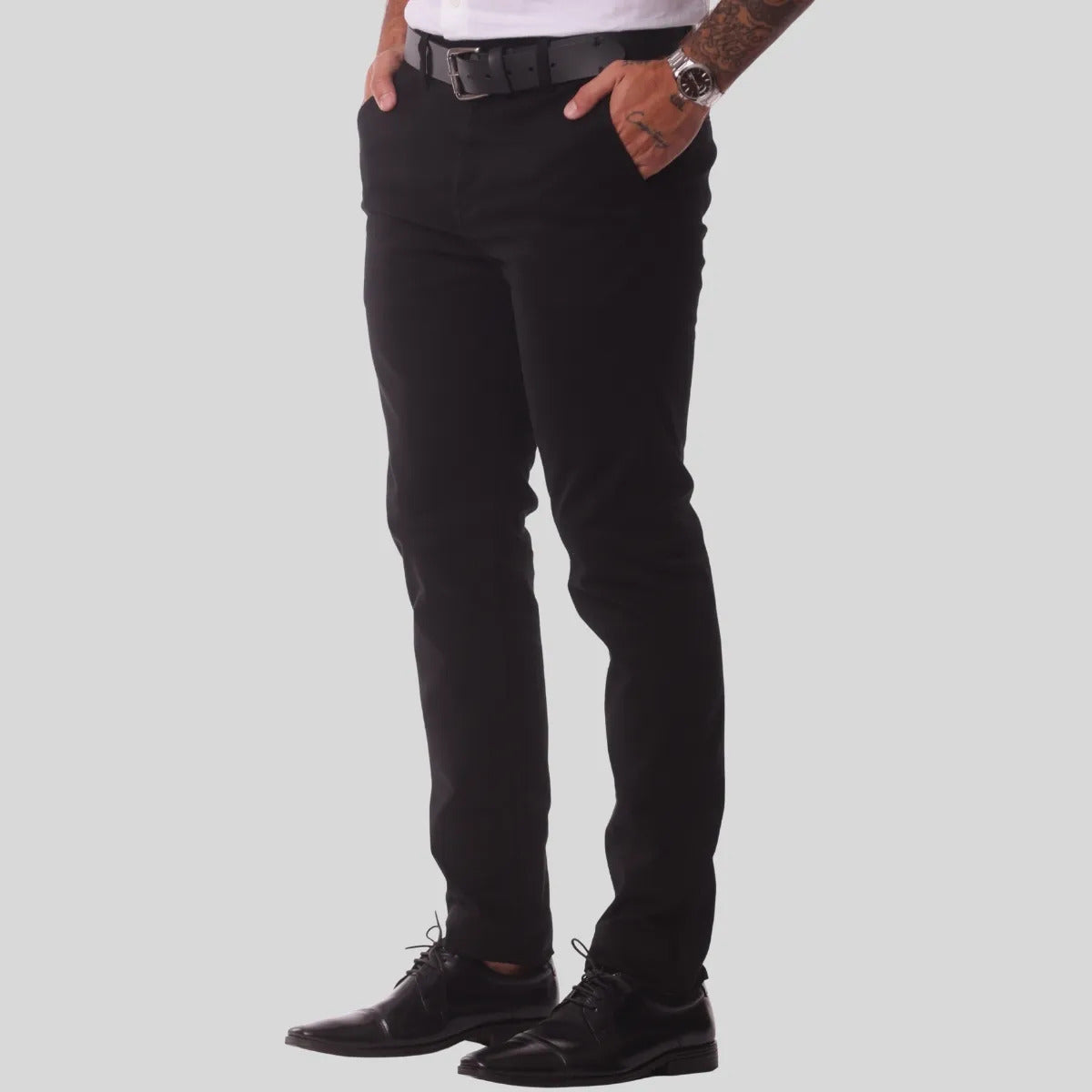 Calça Sarja Masculina Social Slim Elastano Bolso Embutido