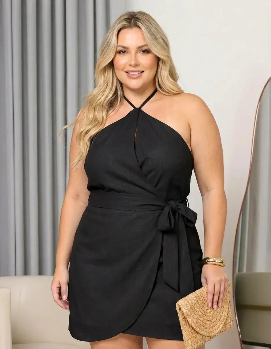 Macaquinho Vestido Festa Plus Size Short Saia Soltinho Luxo