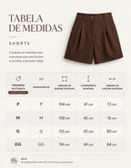 Short Feminino Linho Cintura Alta Com Bolso Cós De Elástico