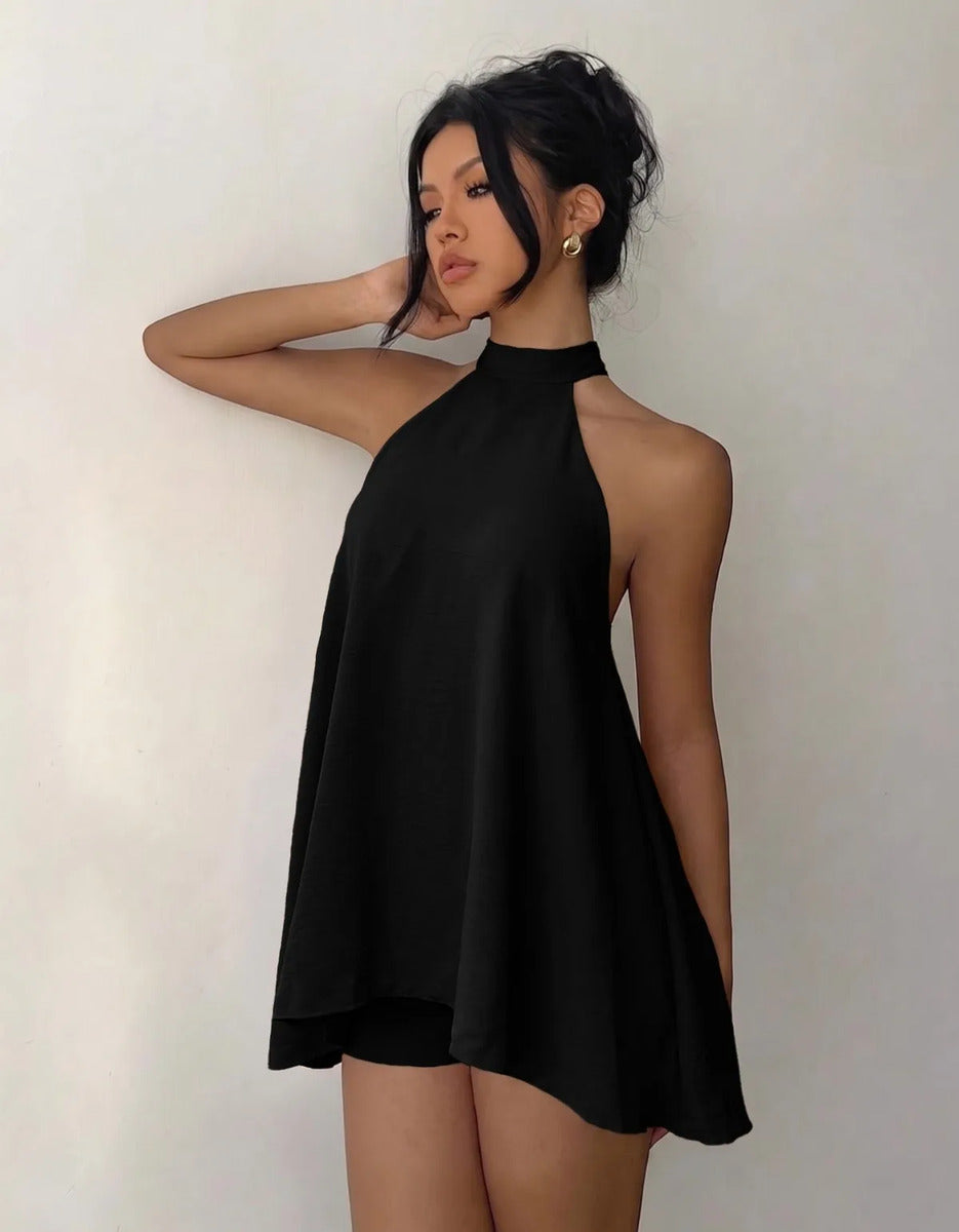 Conjunto Feminino Vestido Soltinho Frente Unica Short Verão