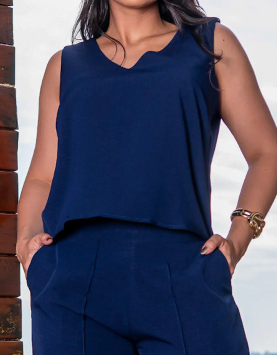 Conjunto Alfaiataria Feminino Moda Social Lycra Pantalona