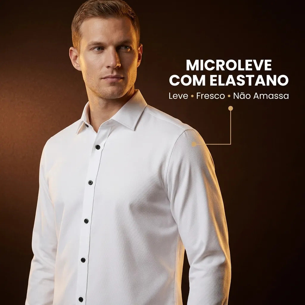 Camisa Manga Longa Slim Fit Social Não Amassa De Microleve